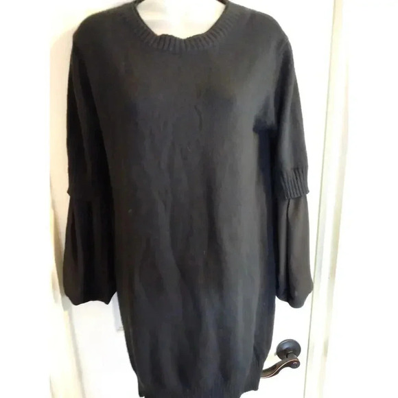 Vince Camuto Sweater Dress Black Double Sleeves Sz XS Bust 36" Length 32 " - Picture 1 of 9